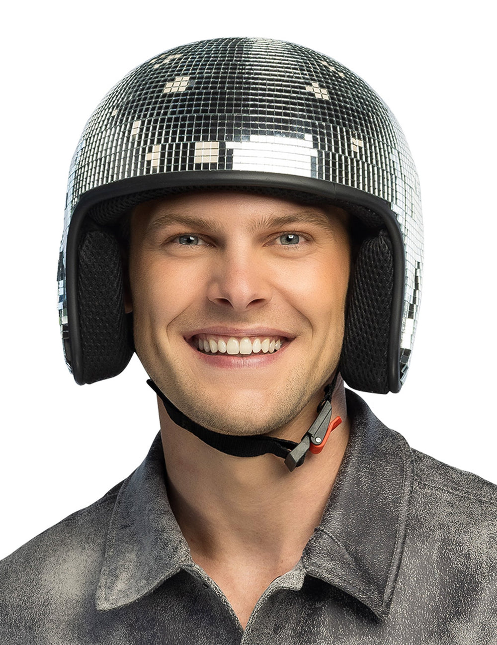 Casque boule à facettes disco pour adulte argenté