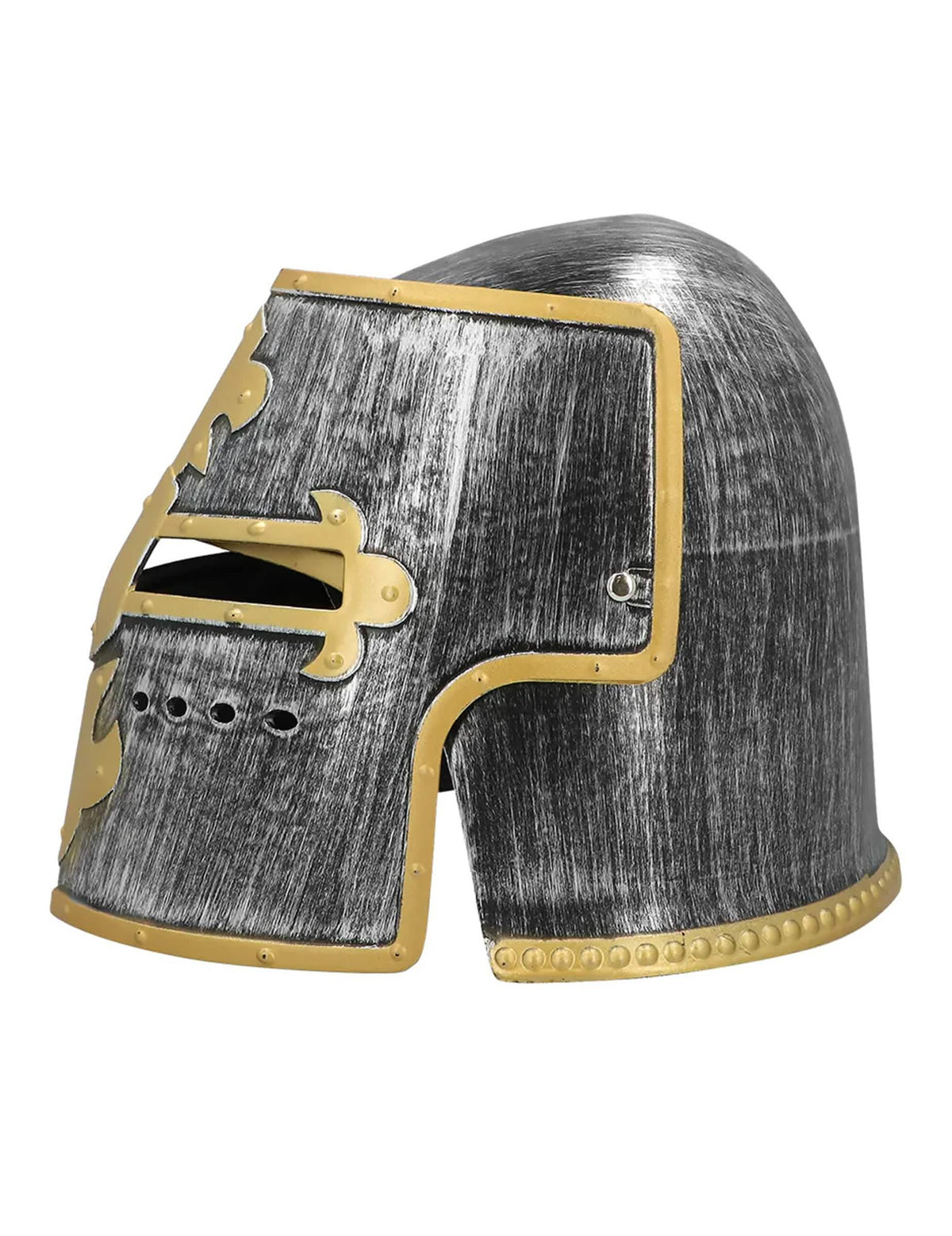 Vue de profil du casque de chevalier médiéval