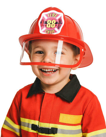Червен шлем на пожарникар с детска козирка