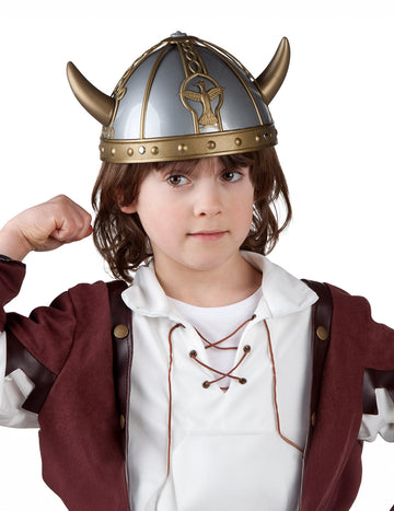 Casque viking pour enfant argenté et doré à cornes