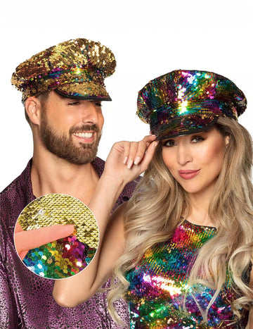 Обратими пайети дъга и злато за възрастни