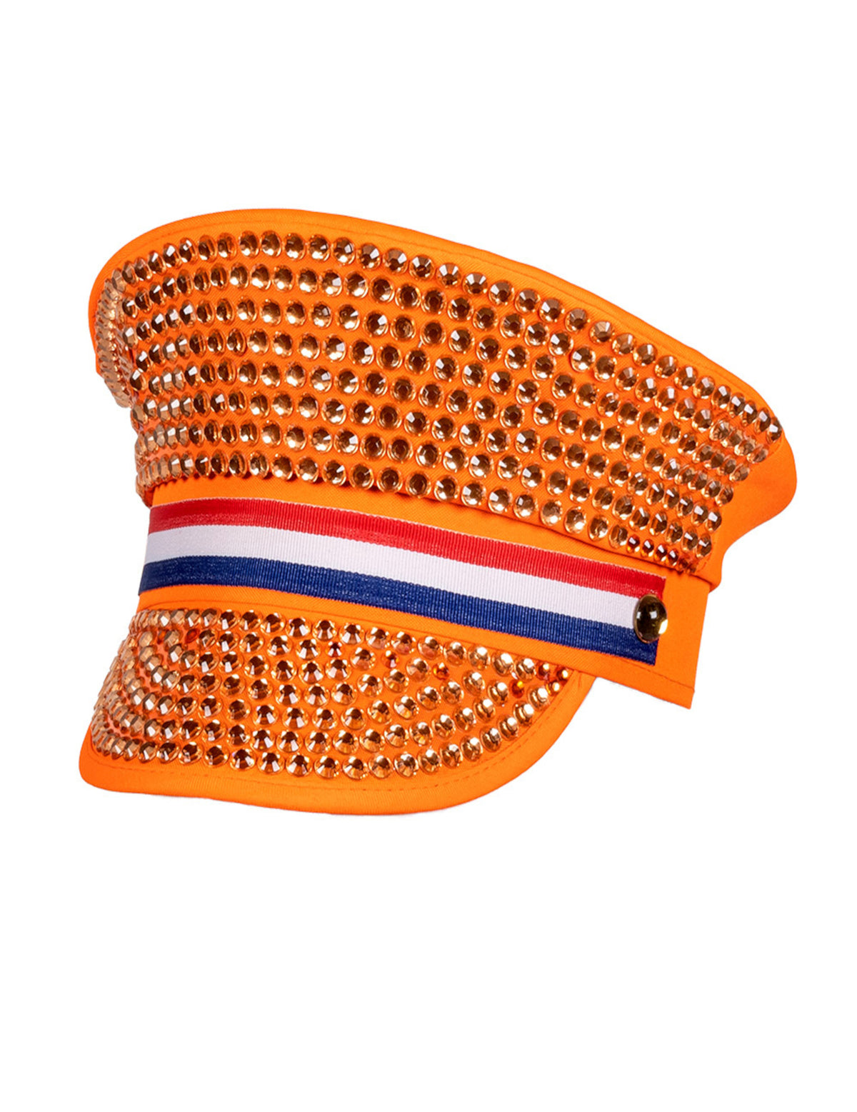 Vue de profil de la casquette à strass Hollande pour adulte