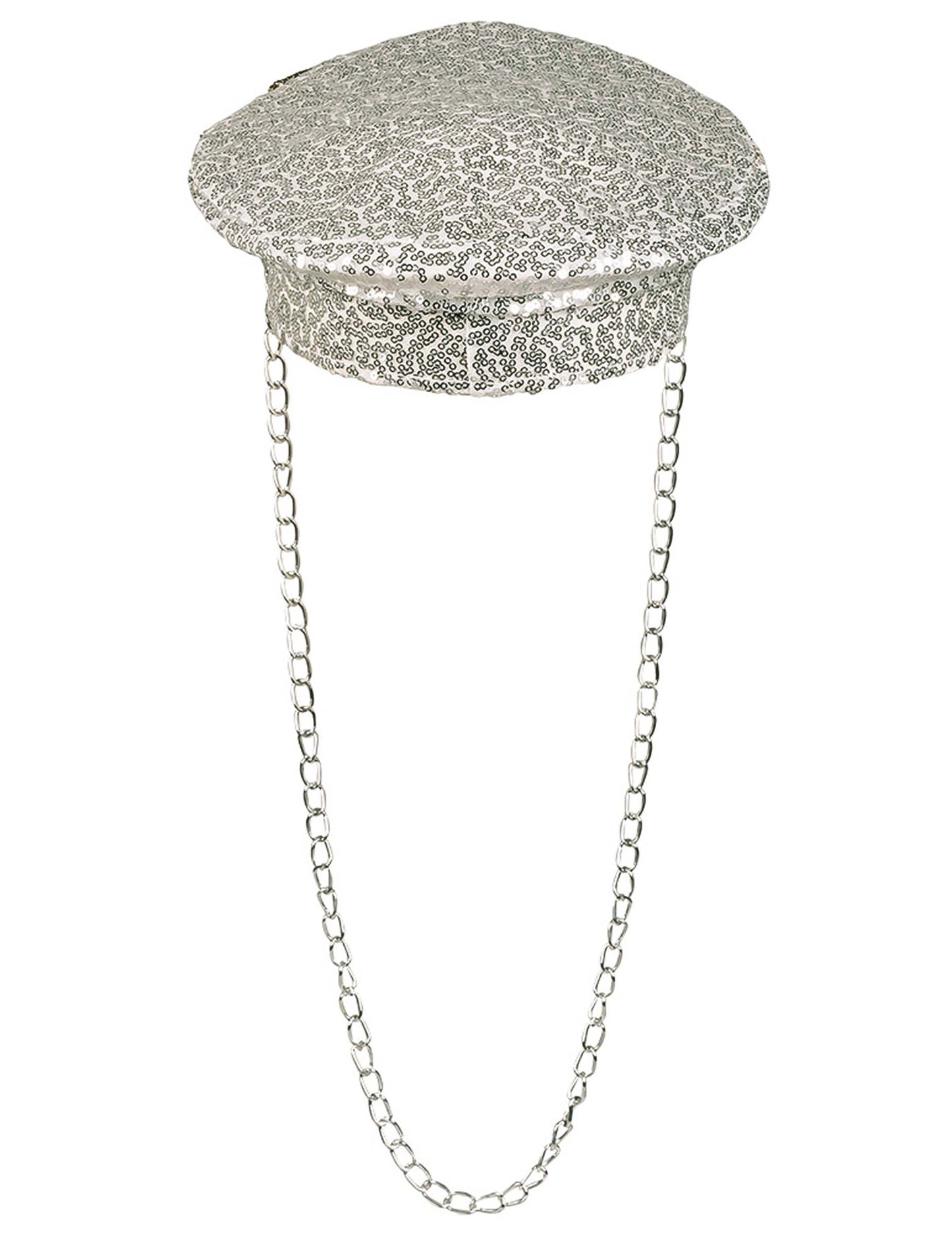 Casquette avec chaine et sequins pour adulte argentée