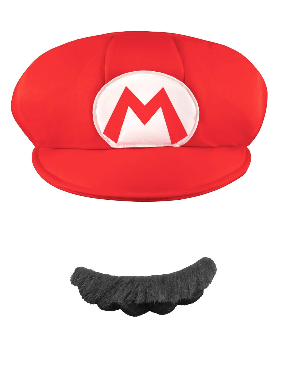 Vue de face de la casquette et moustache Mario