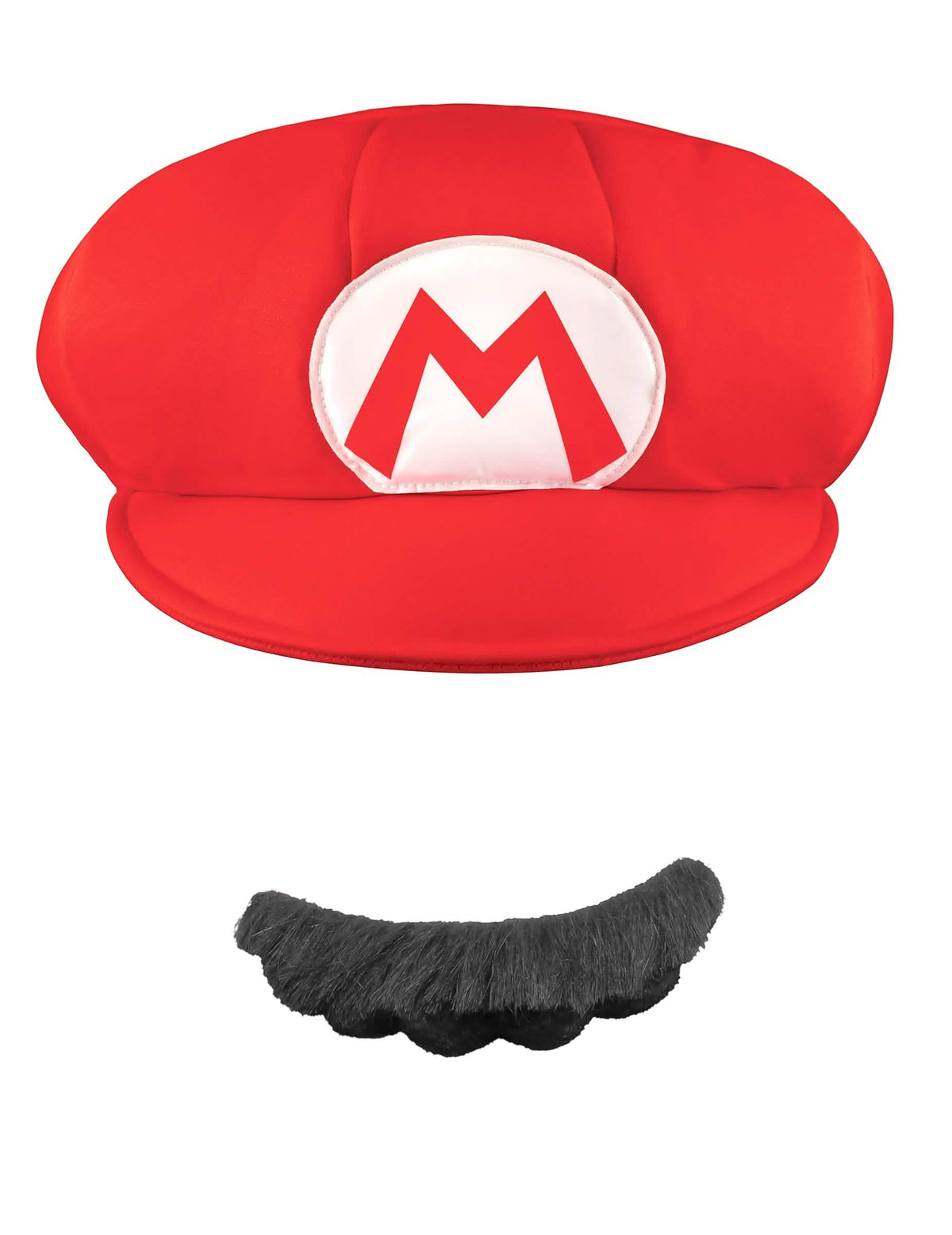 Vue de face de la casquette et moustache Mario