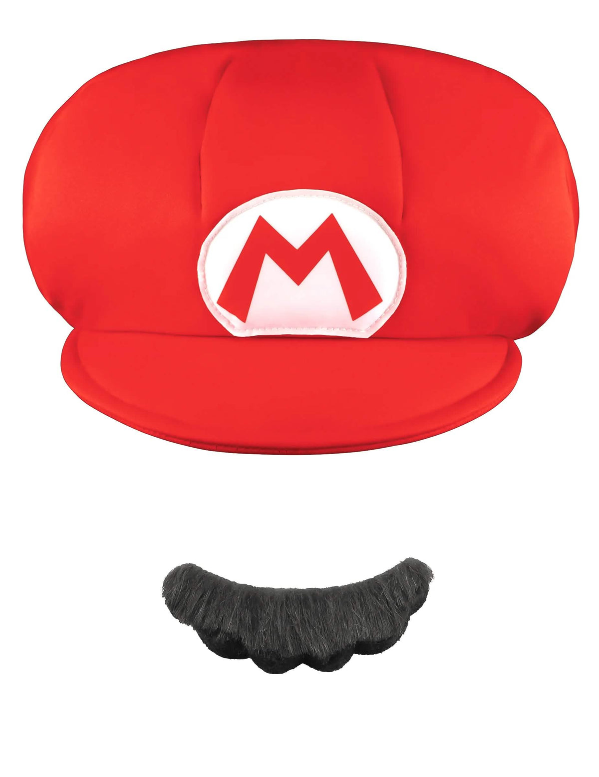 Изглед отпред на шапката и мустаците Mario за дете