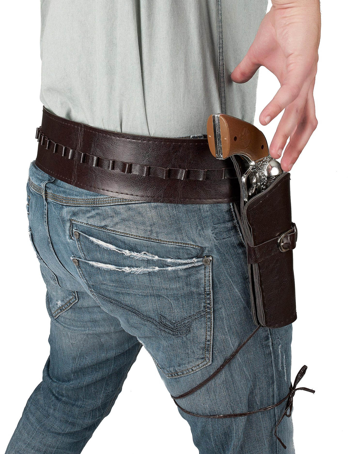 Черно или кафяв каубойски колан за възрастни с кобур