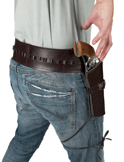 Черно или кафяв каубойски колан за възрастни с кобур