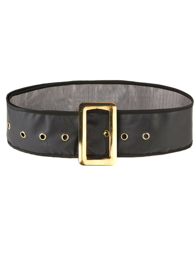 Ceinture large noire pour adulte avec boucle dorée
