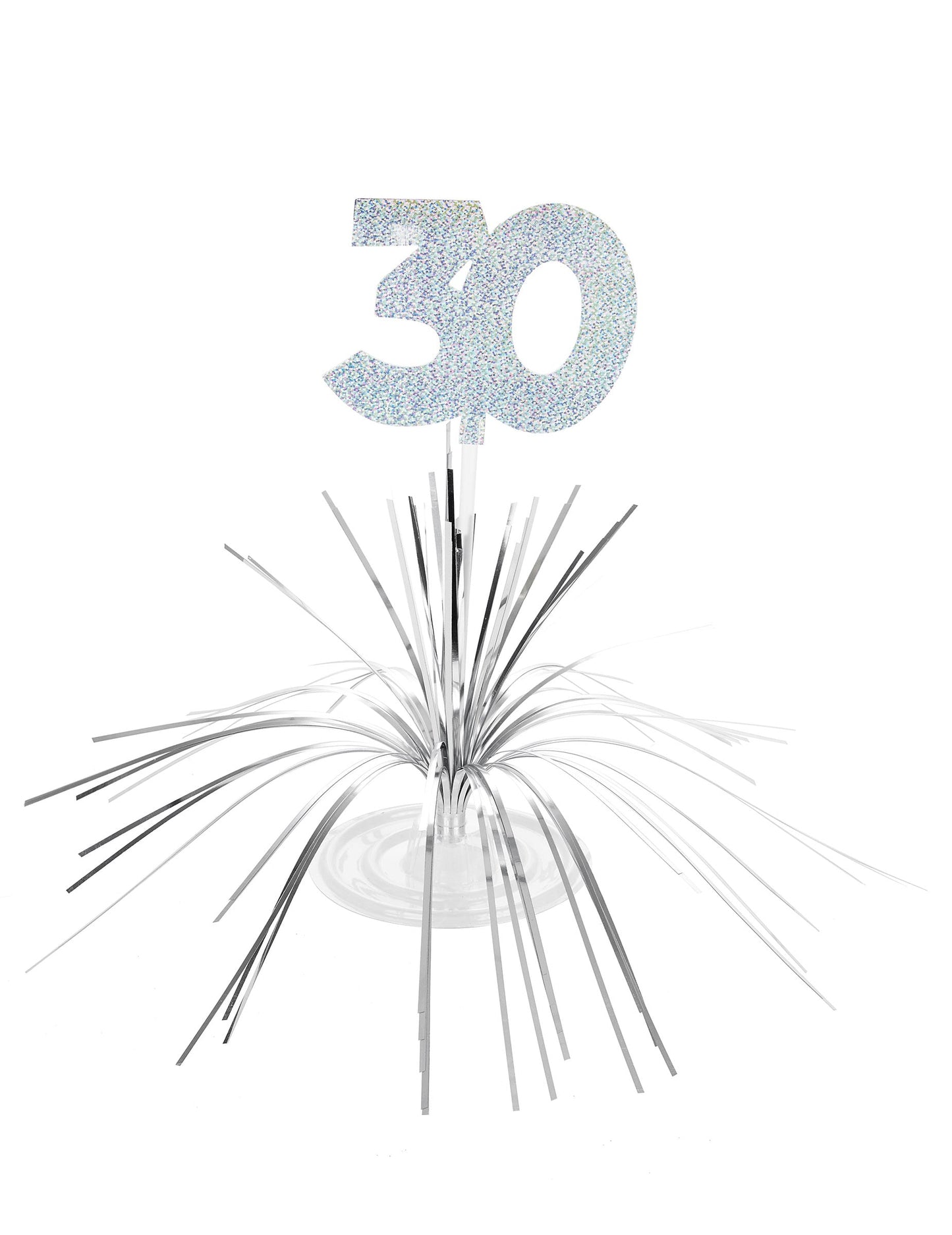 Centre de table 30 ans pour anniversaire argenté scintillant
