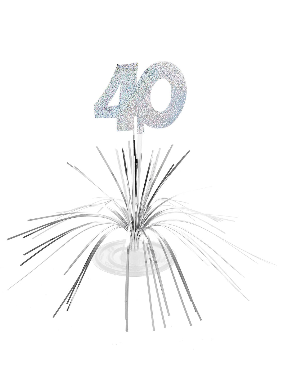 Centre de table 40 ans pour anniversaire argent scintillant