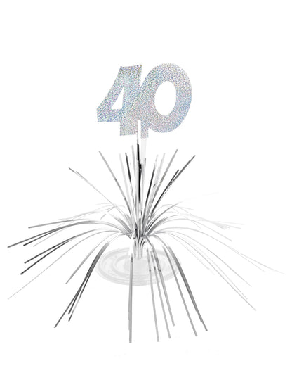 Centre de table 40 ans pour anniversaire argent scintillant