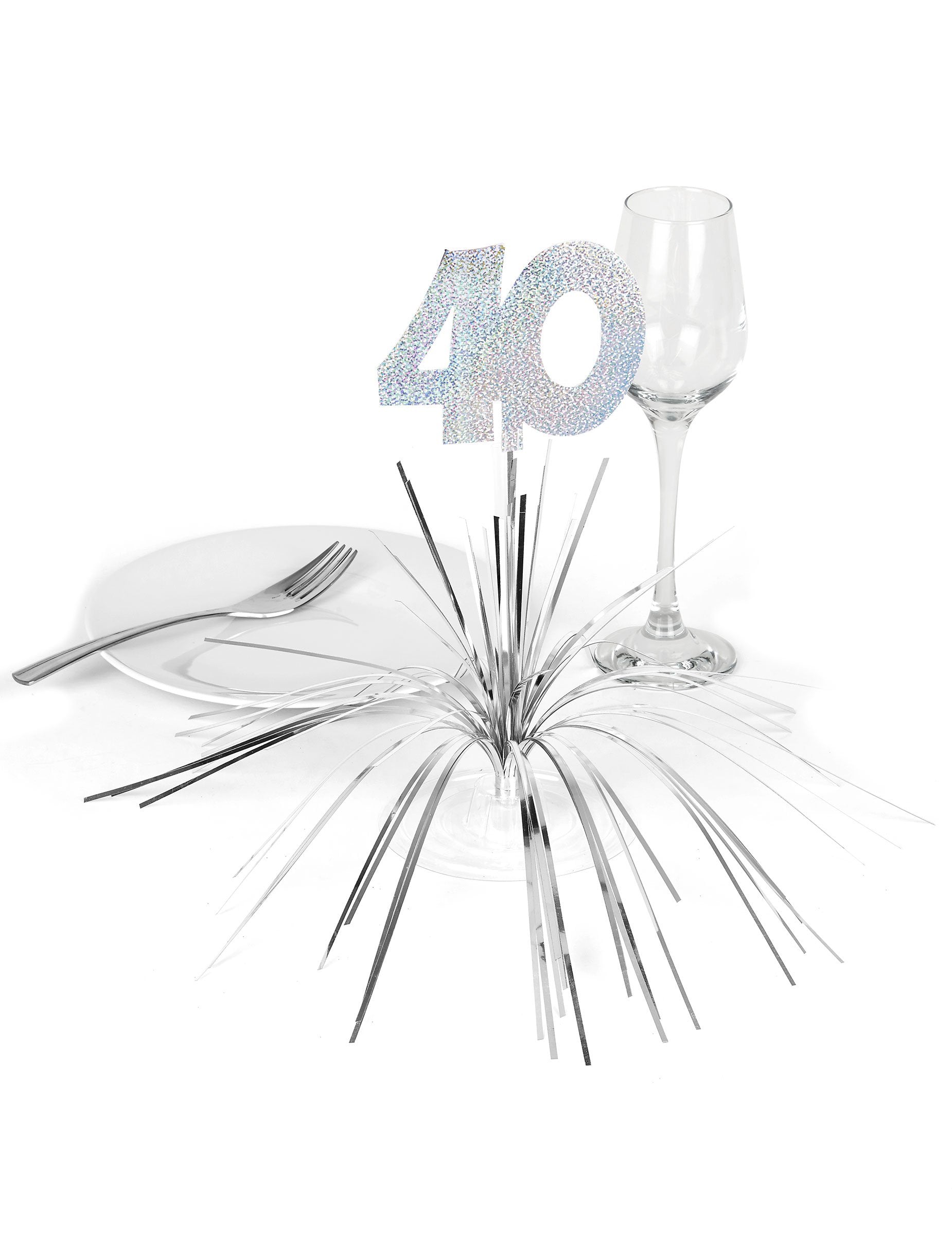 Mise en scène sur une table du centre de table 40 ans pour anniversaire