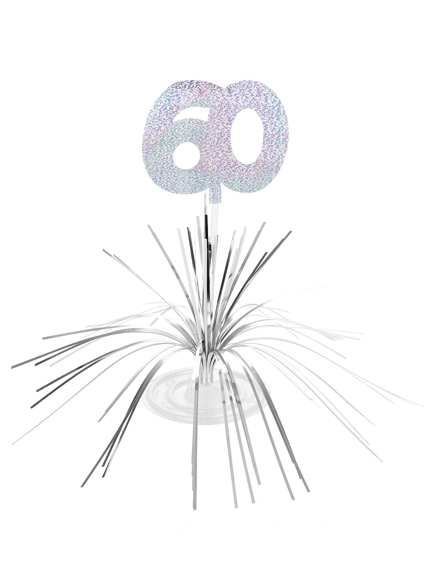Centre de table 60 ans pour anniversaire argenté et scintillant