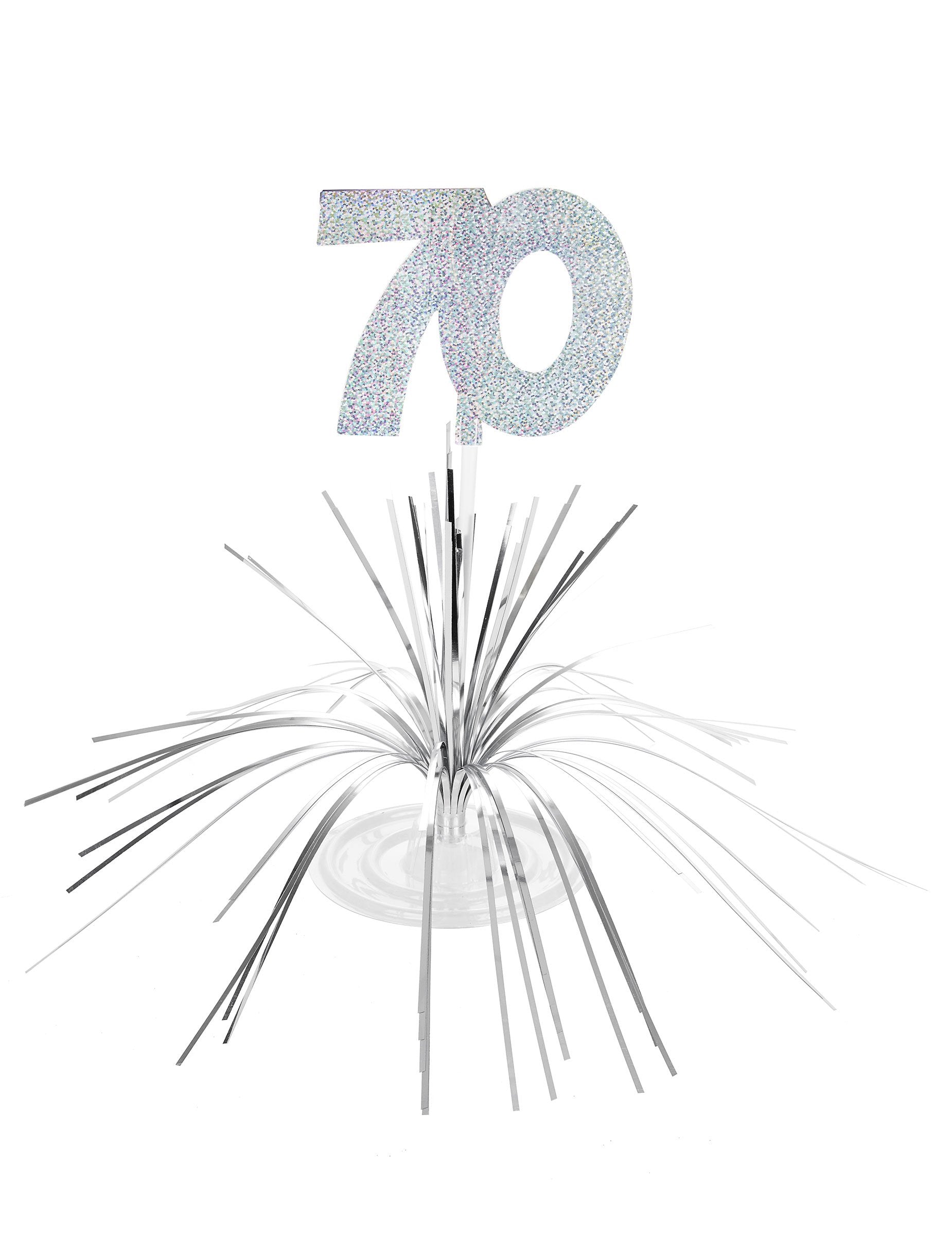 Centre de table 70 ans pour anniversaire argenté holographique