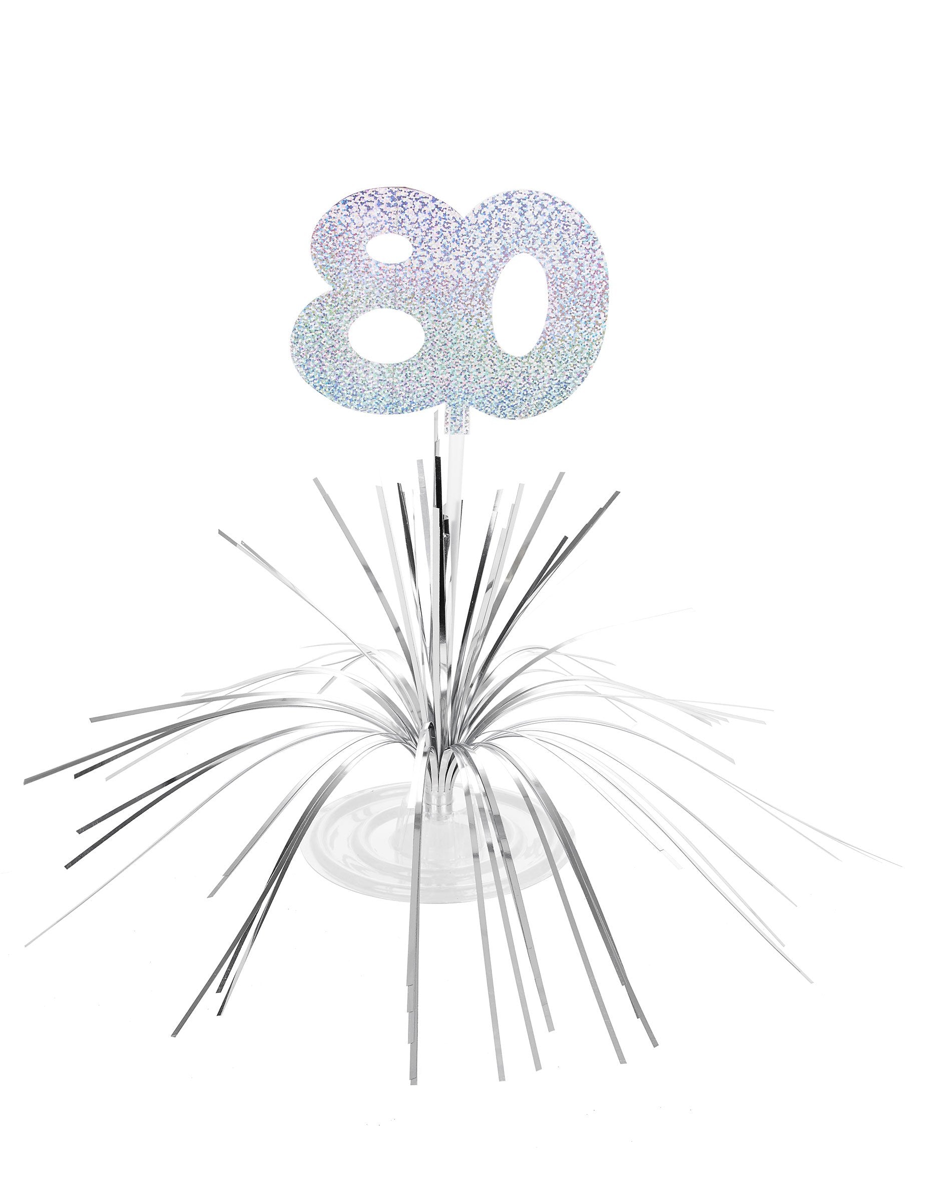Centre de table 80 ans pour anniversaire argenté scintillant