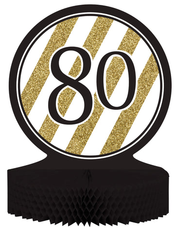 Детски хартиен център 80 години черно и злато 23 x 30 cm