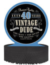 Centre de table en papier alvéolé anniversaire Vintage 40 ans pour homme bleu et noir