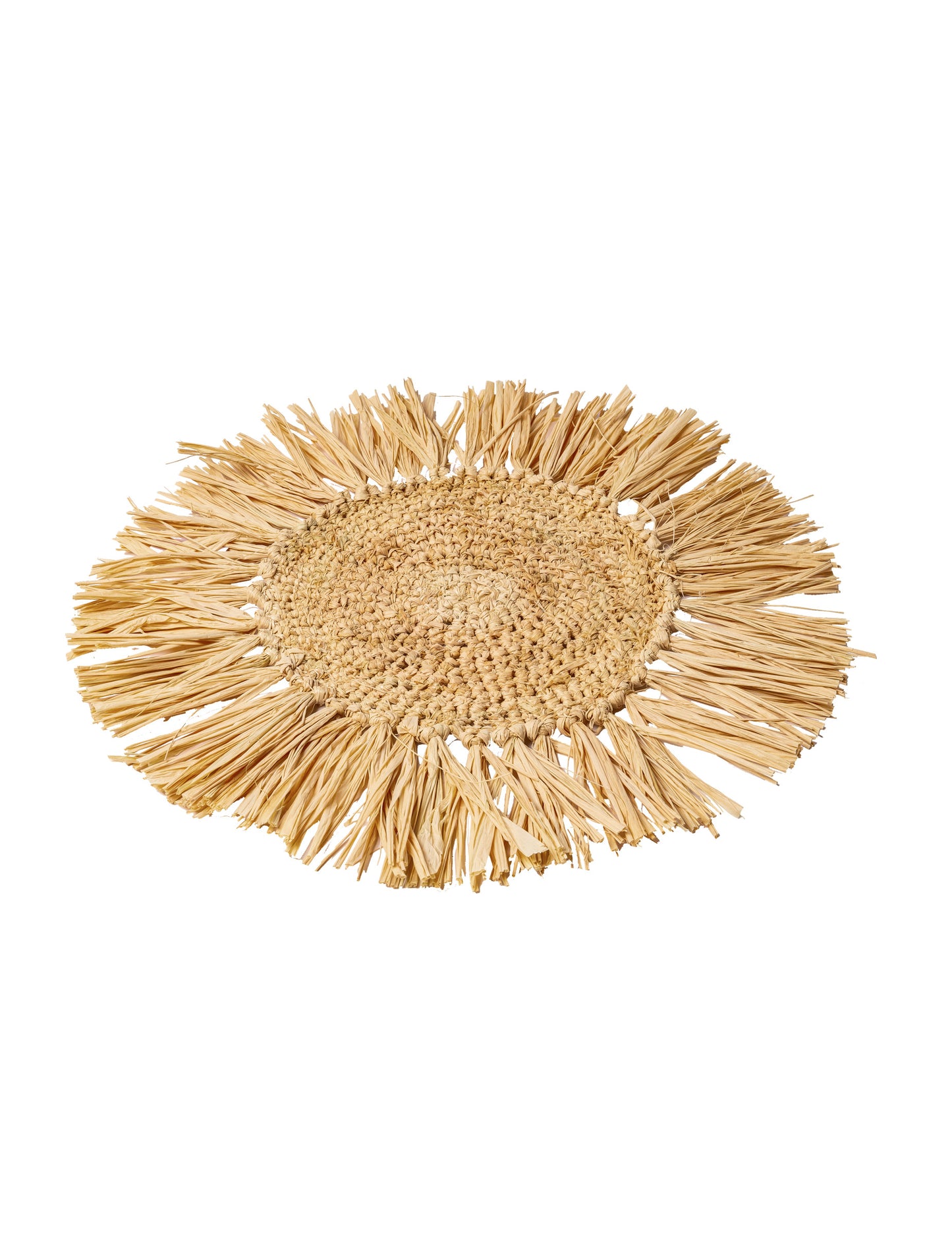 Кръгъл ратанов център за маса Bali с ресни, диаметър 36 cm 