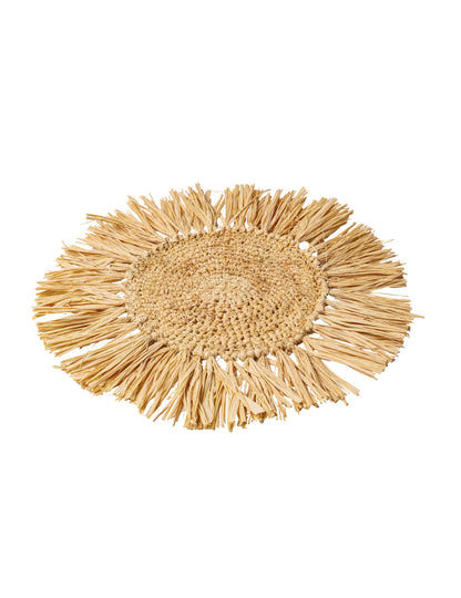 Кръгъл ратанов център за маса Bali с ресни, диаметър 36 cm 