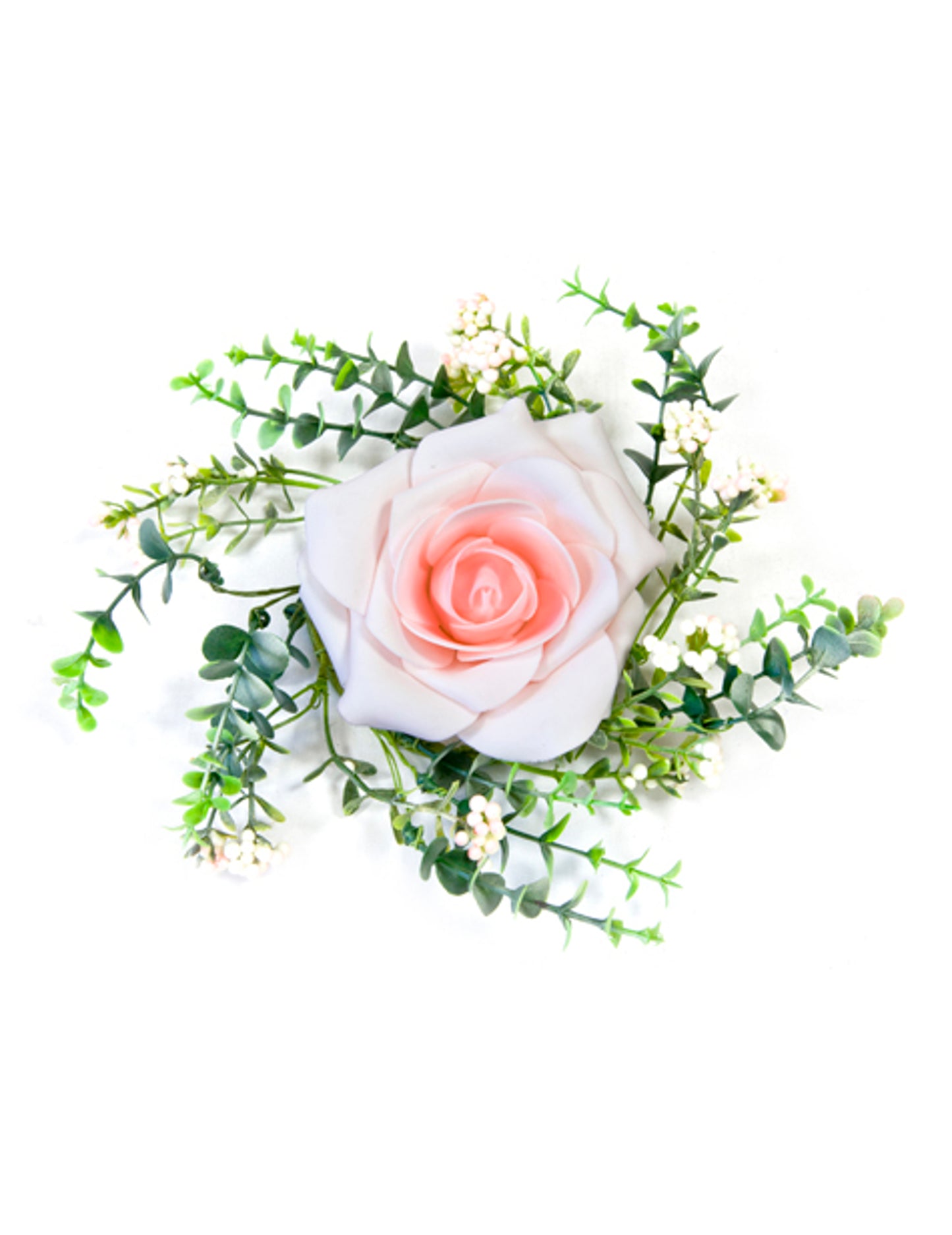 Розова централна декорация и розова зеленина 18 cm селска сватба