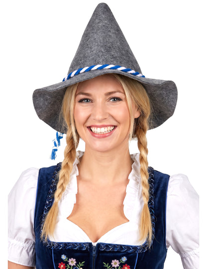 Chapeau bavarois adulte avec cordelette bleue et blanche