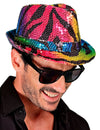 Chapeau borsalino à sequins tigré pour adulte multicolore