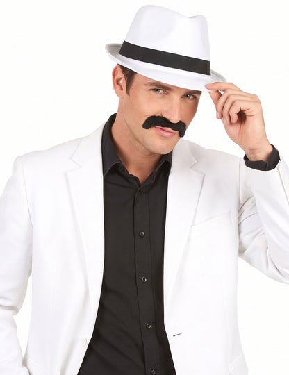 Chapeau borsalino blanc bande noire adulte