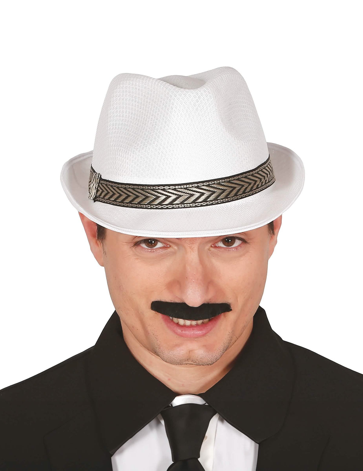 Изглед отпред на бял шапка бorsalino trilby за възрастен