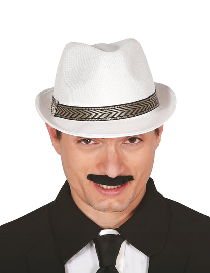 Vue de face du chapeau borsalino trilby pour adulte blanc