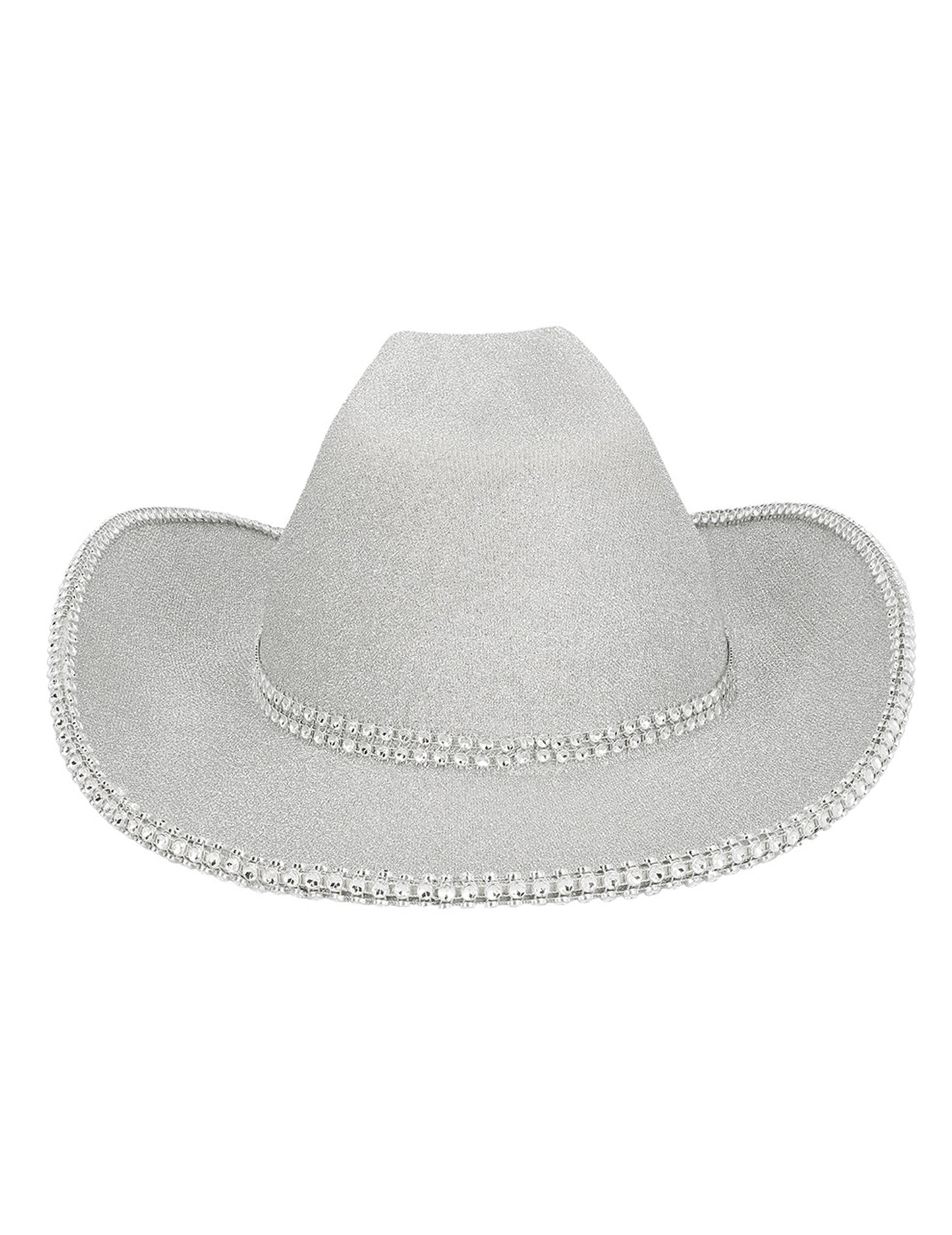 Сребърна каубойска шапка с пайети за възрастни