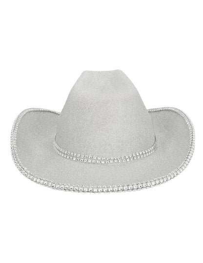 Сребърна каубойска шапка с пайети за възрастни