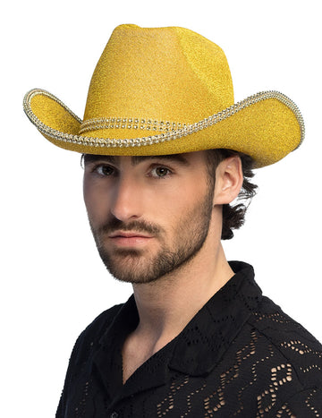 каубойска шапка с пайети за възрастни в златисто