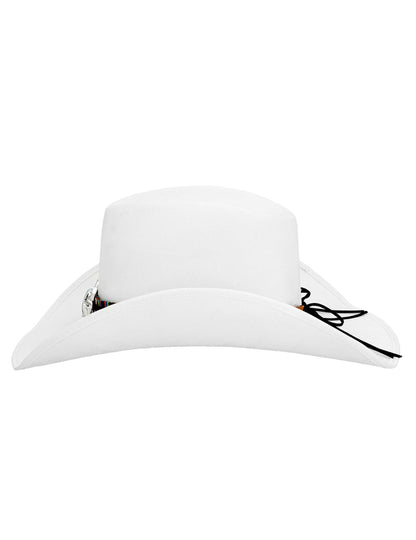 Бяла каубойска шапка за възрастни с бизонска глава