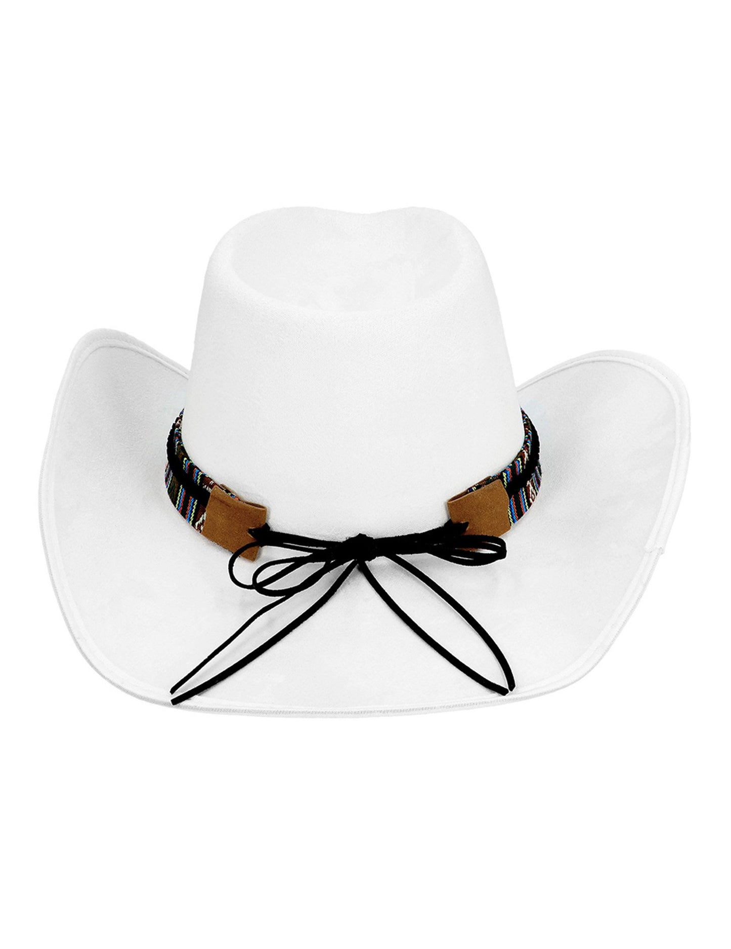 Бяла каубойска шапка за възрастни с бизонска глава