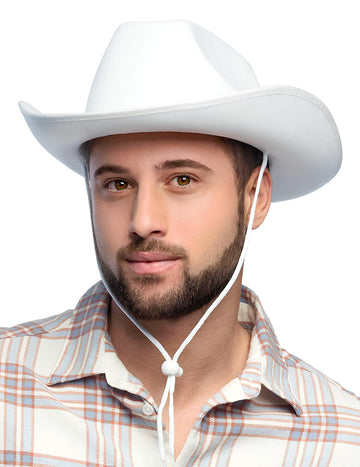 Възрастна бяла каубойска шапка с шнур