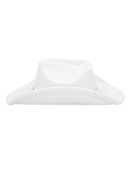 Бял каубойска шапка с блестящи сърца за възрастни 