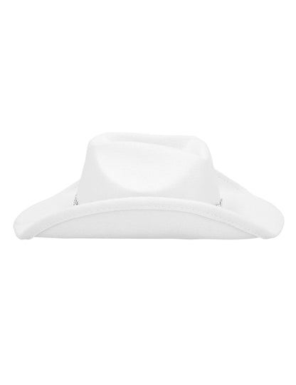 Бял каубойска шапка с блестящи сърца за възрастни 