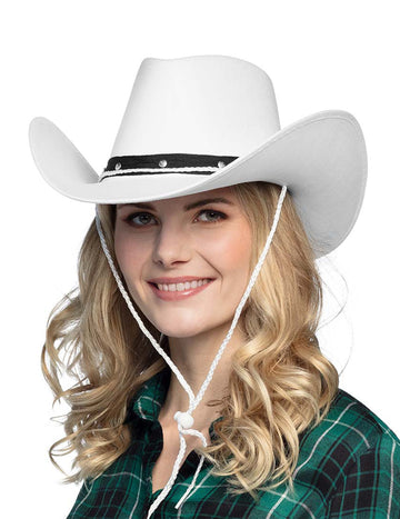Бяла и черна каубойска шапка за възрастни