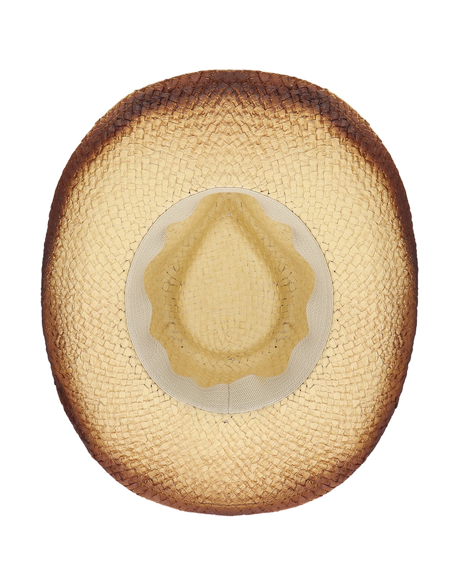 Chapeau de cowboy en paille avec perles pour adulte beige et marron