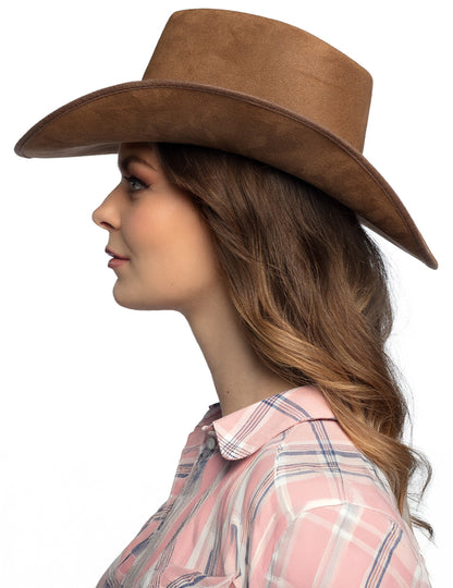 Кафява каубойска шапка с глава на възрастен бизон