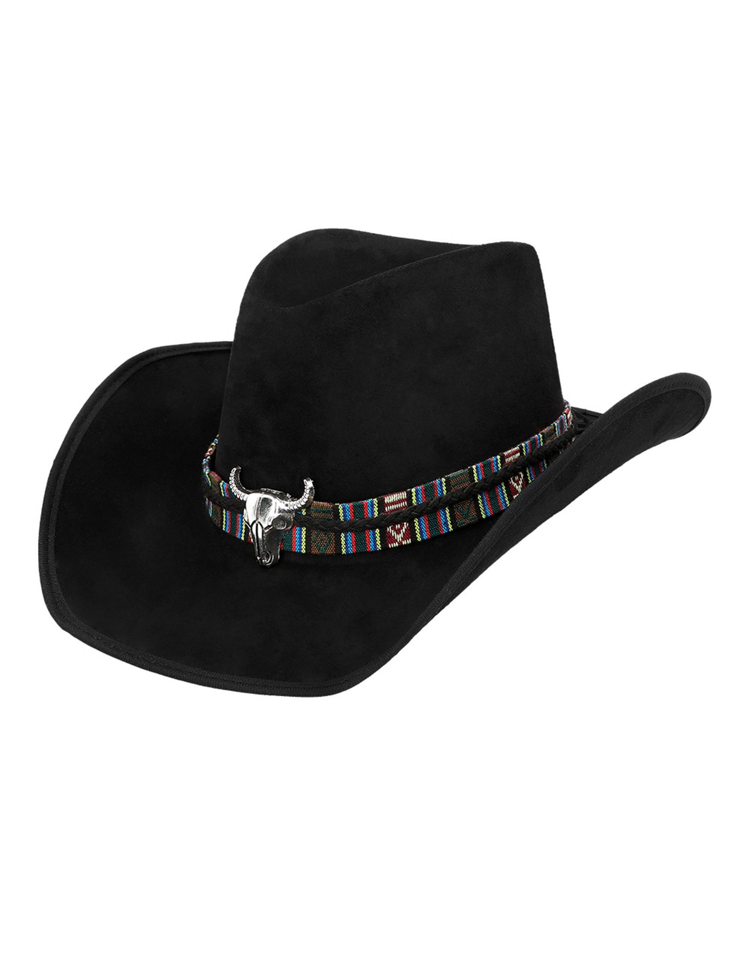 Черна каубойска шапка за възрастни с бизонска глава