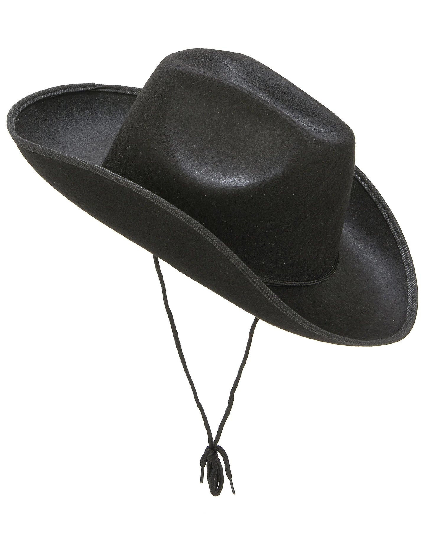 Vue de profil du chapeau de cowboy pour adulte noir avec cordelette