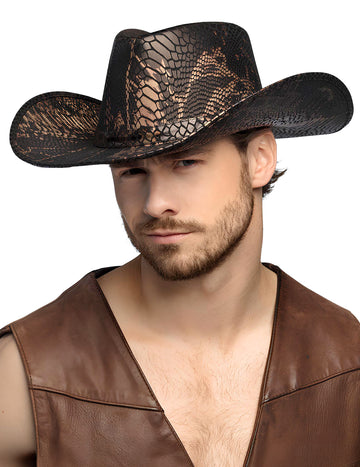 Възрастна кобра кожа каубойска шапка