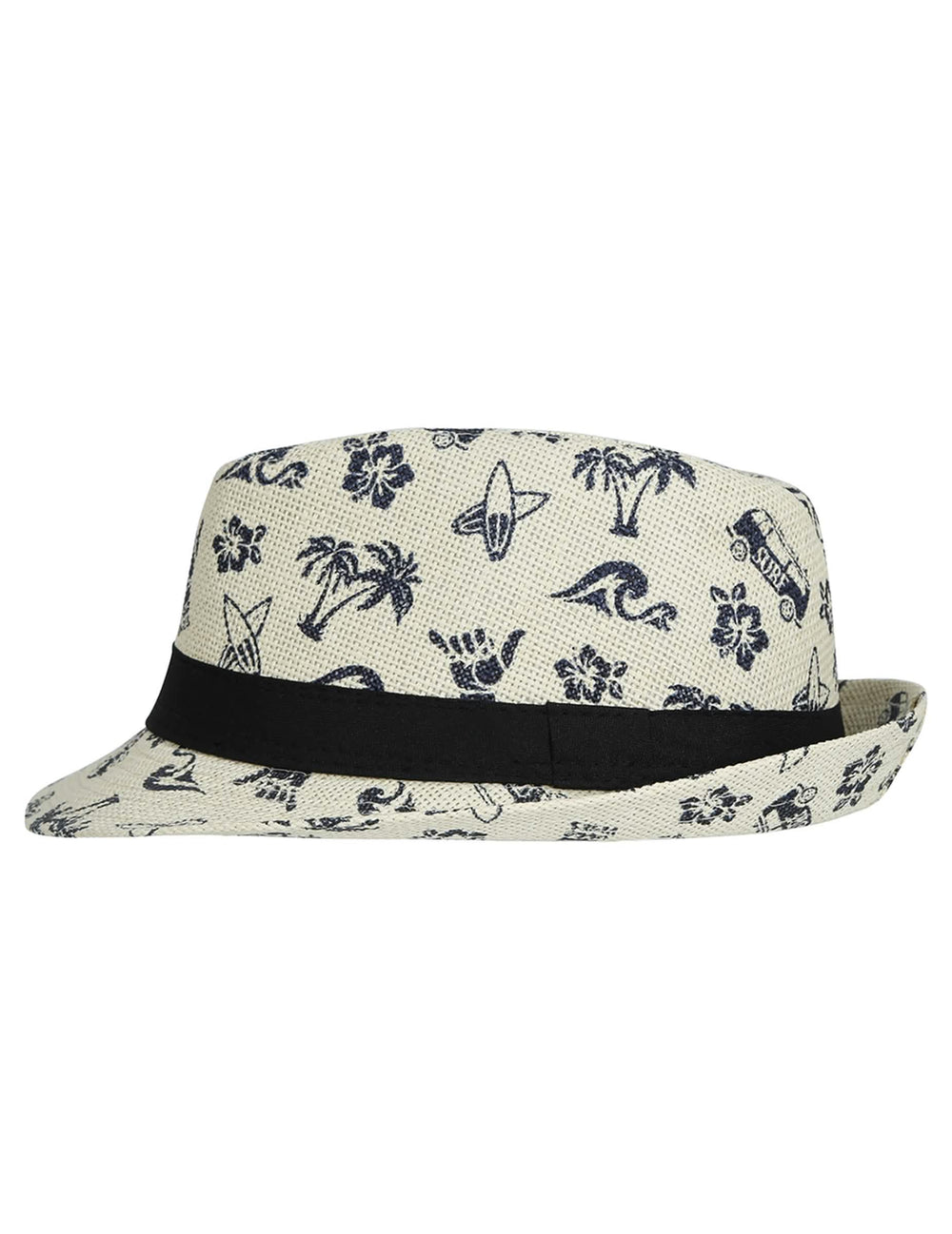 Vue de côté du chapeau d'été motif surf