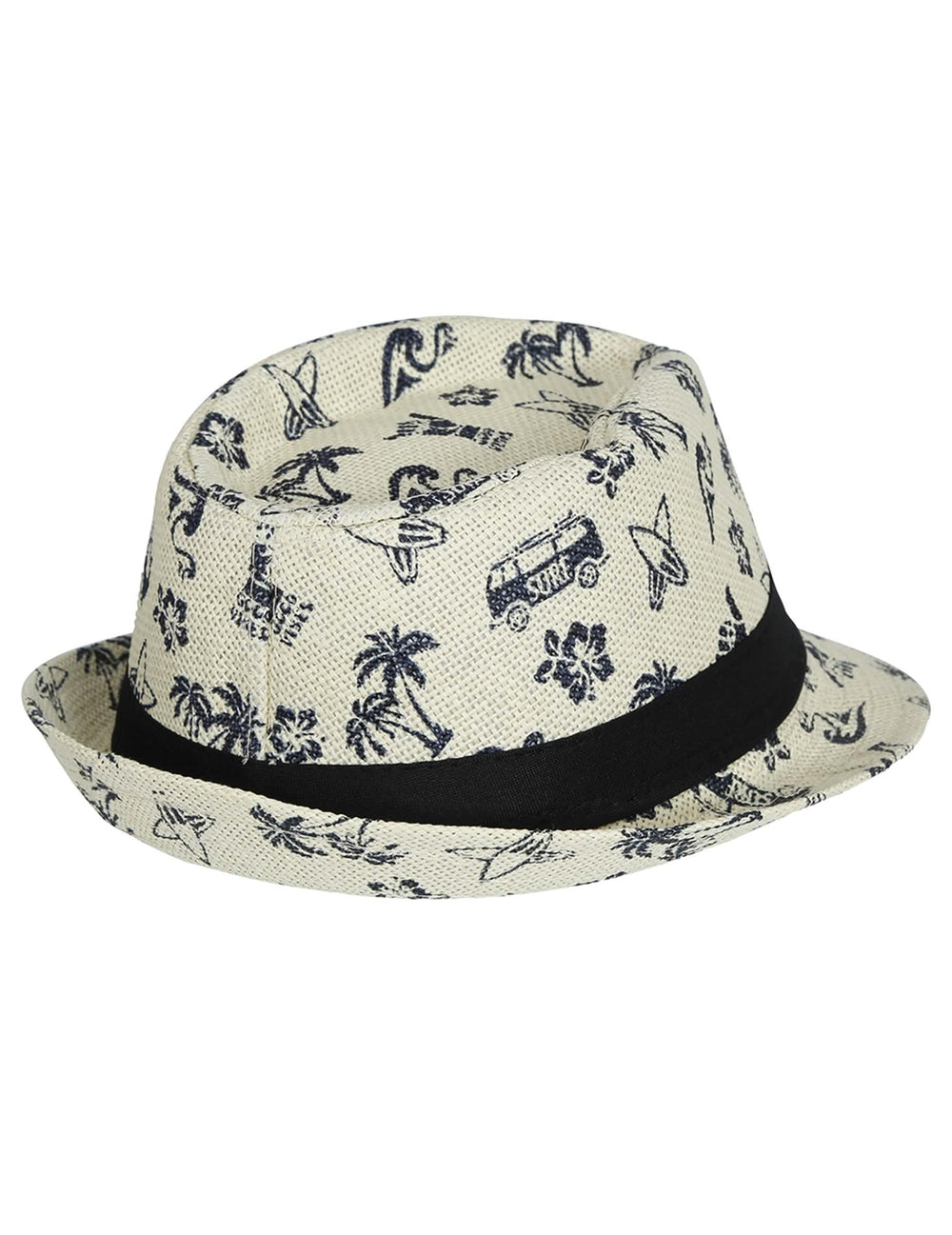 Vue de trois-quart du chapeau d'été motif surf pour enfant