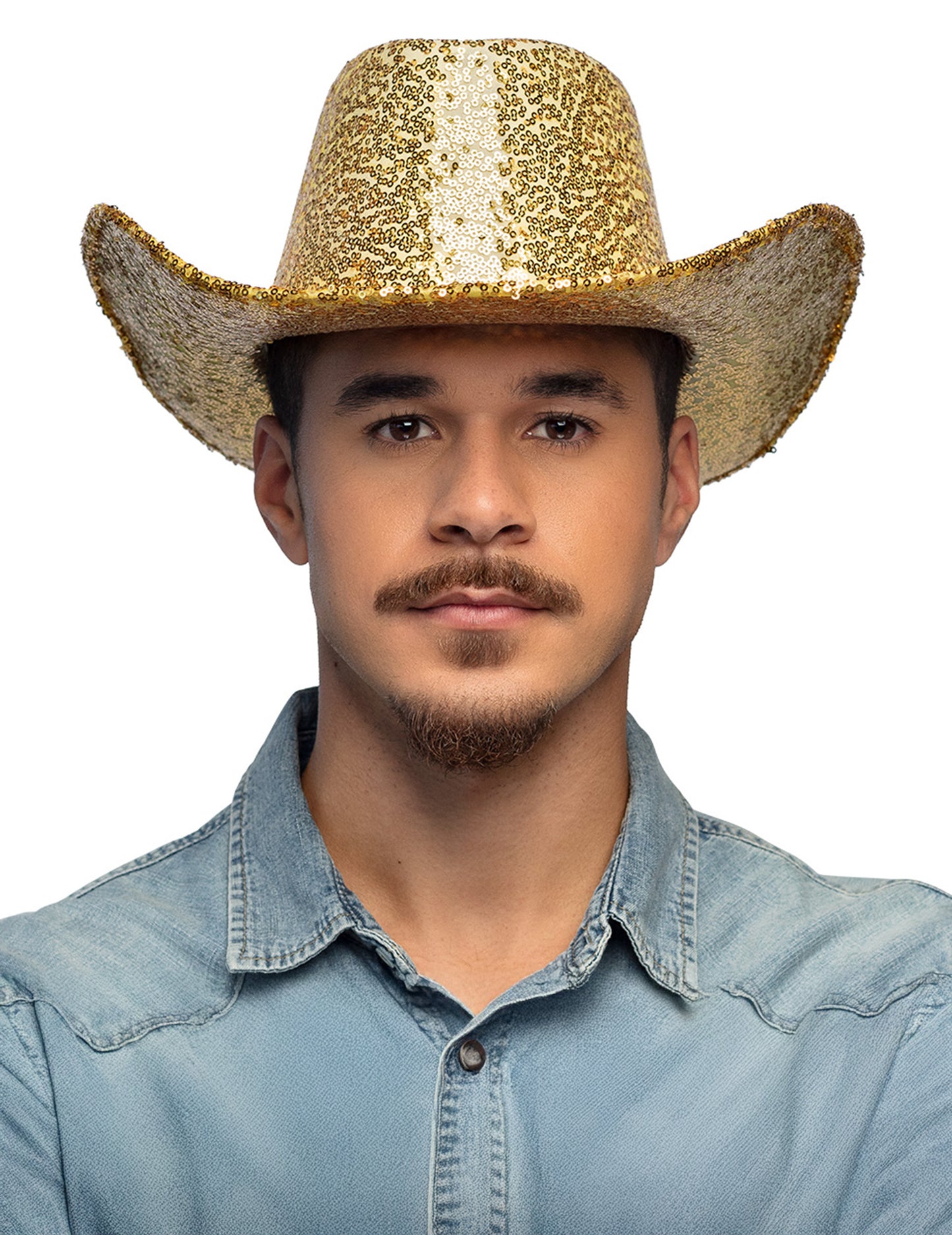 Каубойска шапка за възрастни със златни пайети
