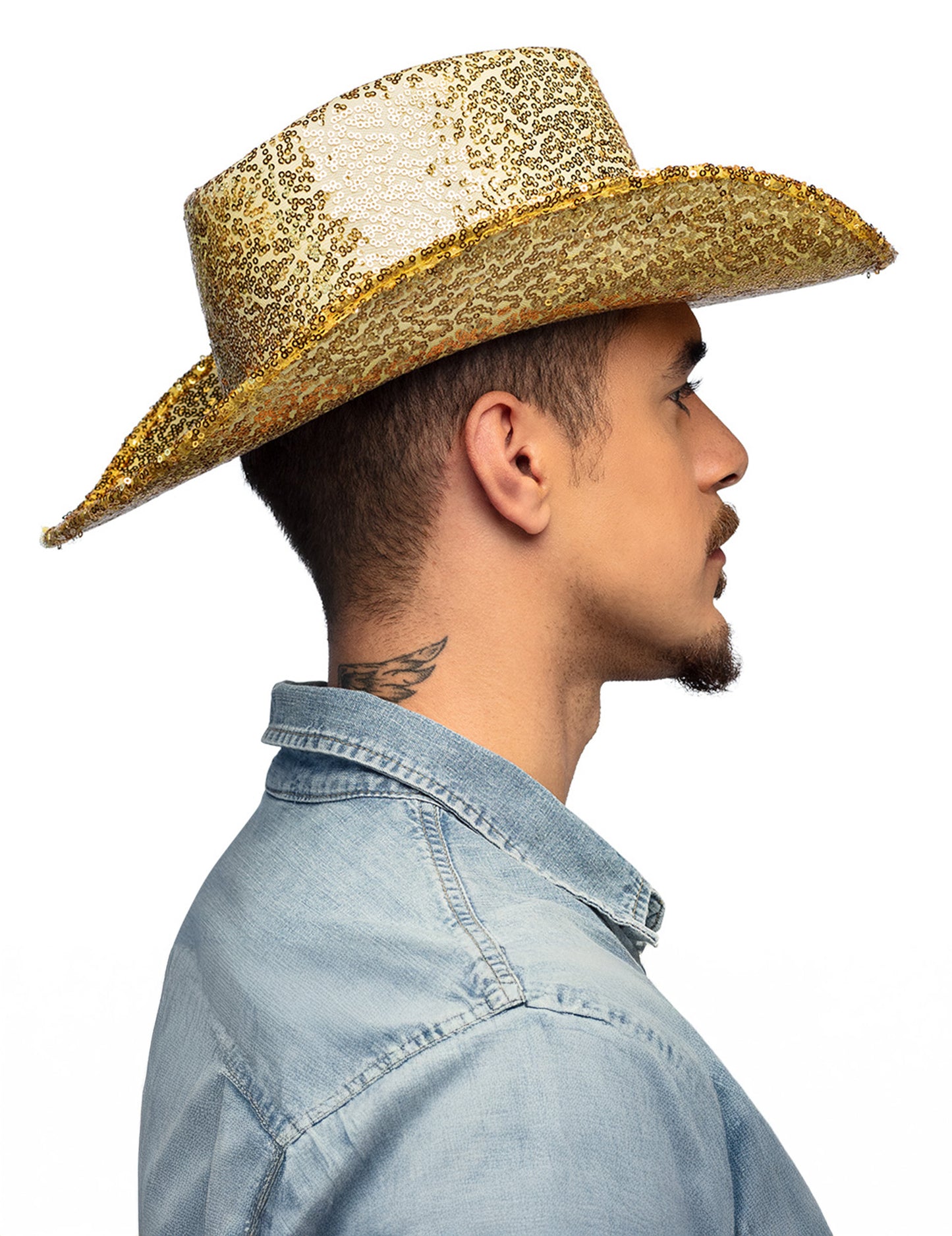Каубойска шапка за възрастни със златни пайети