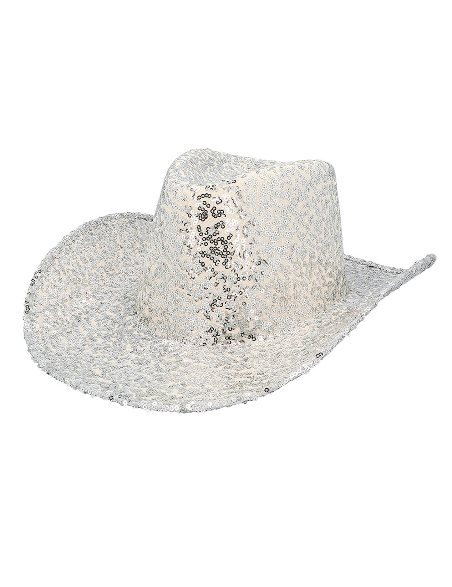 Сребърна каубойска шапка с пайети за възрастни