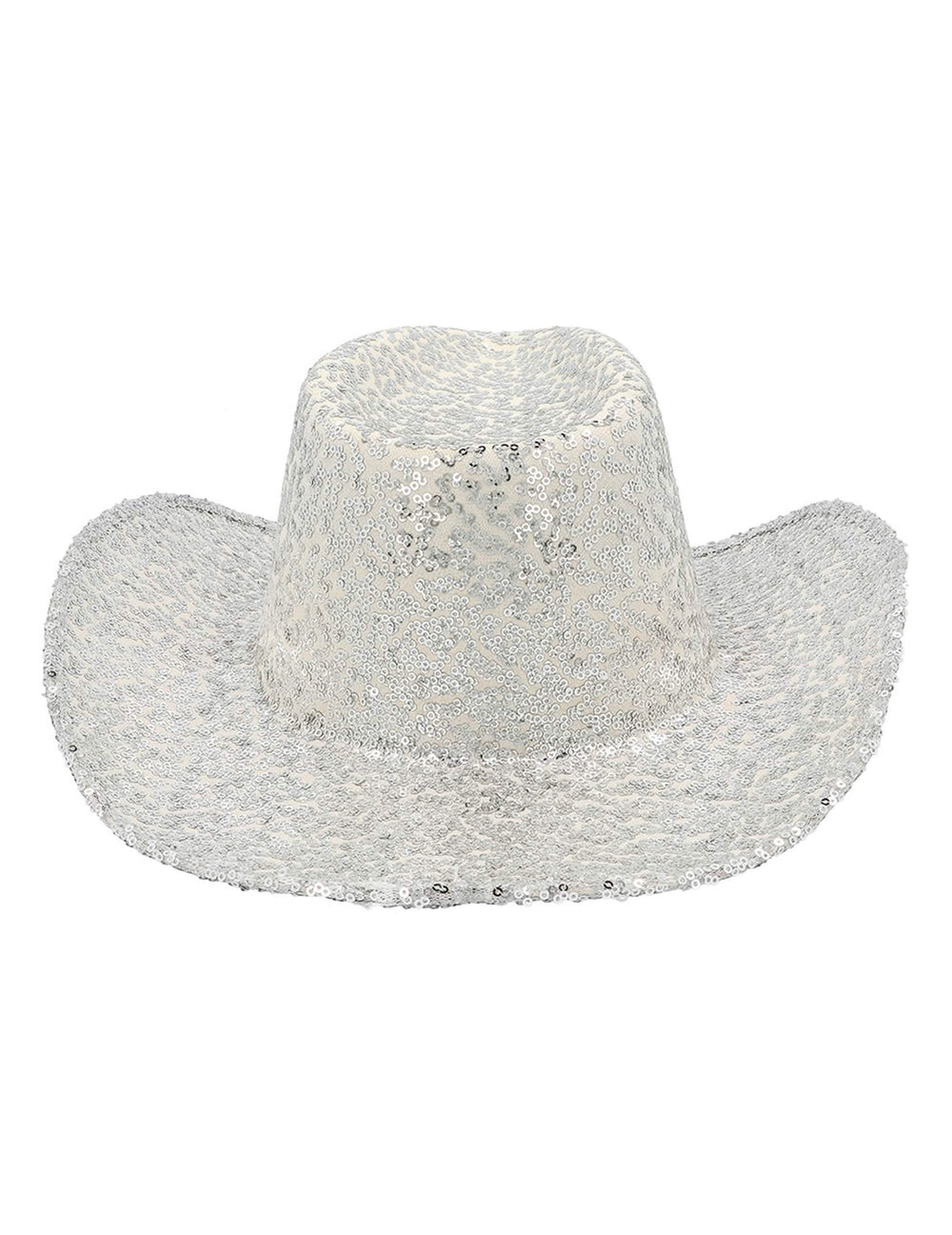 Vue de dessus du chapeau de cowboy à sequins pour adulte argenté